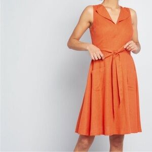 ModCloth Looking Back Orange Sleeveless Retro Dress